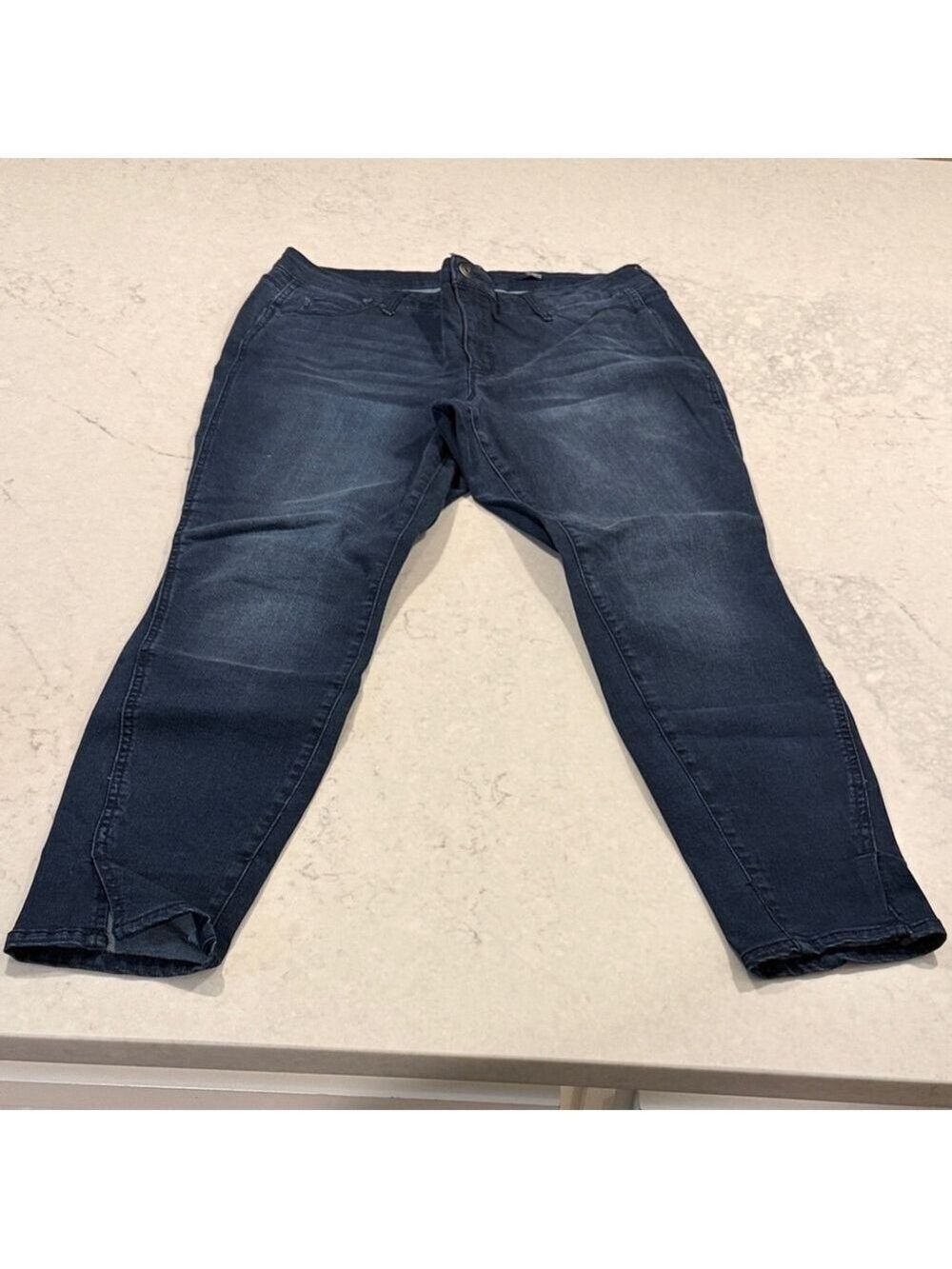 Kaari Blue Curvy Skinny Ankle Denim Jeans 14W Dark Blue
